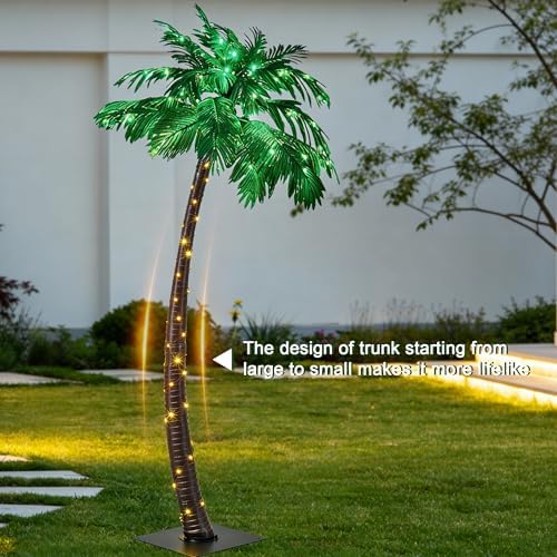 lightshare 7 feet palm tree 152led lights artificial, close-up detail
