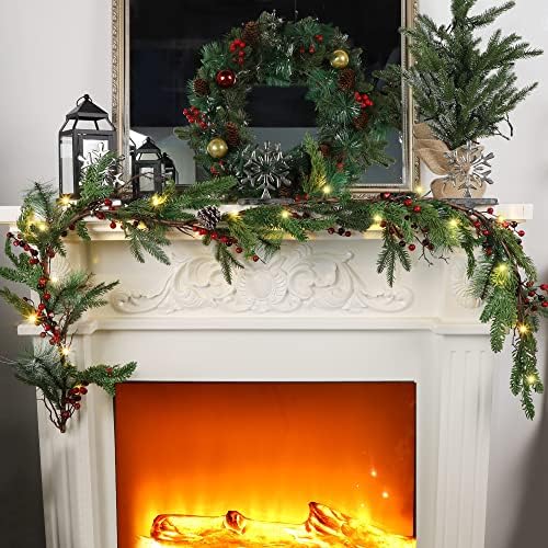 winemana 6 ft pre-lit artificial christmas garland with shown in use