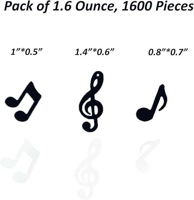 Confetti Musical Notes Sequins Table Musical Clef Cutout Metallic Foil Sprinkles or DIY Music Party Birthday Wedding Engagement Baby Shower Party Decoration Supplies (3 style Black White)