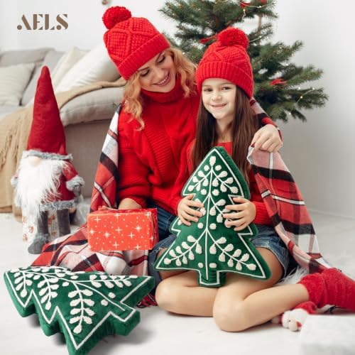 aels embroidered 18.5" merry christmas tree decorative throw on a desk or shelf