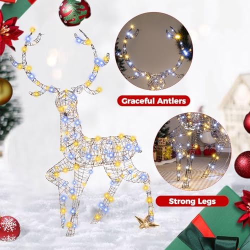 goplus 4.6 ft pre-lit christmas 3d reindeer, 170, package contents