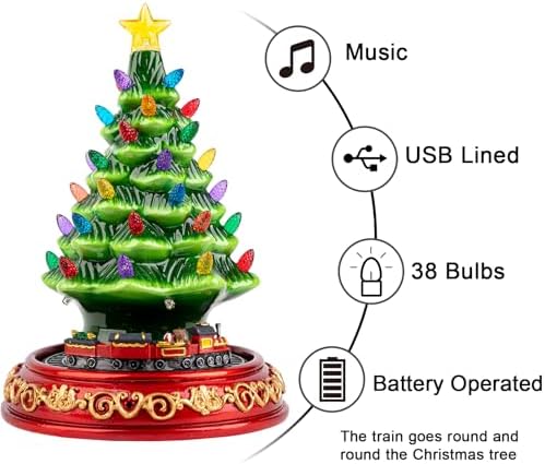 animated musical christmas decorations with rotating train, side view