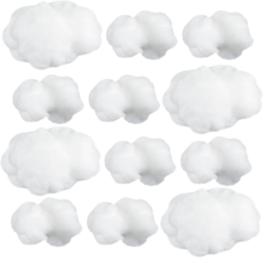 Jetec 12 Pieces Artificial Cloud Props Imitation 3D Cloud Shape Hanging Decorations Room DIY Decorative Hanging Ornament for Wedding Party Stage Show Decor (Small and Medium Size,White)