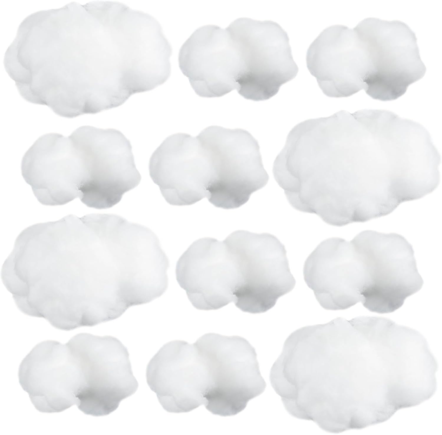 Jetec 12 Pieces Artificial Cloud Props Imitation 3D Cloud Shape Hanging Decorations Room DIY Decorative Hanging Ornament for Wedding Party Stage Show Decor (Small and Medium Size,White)