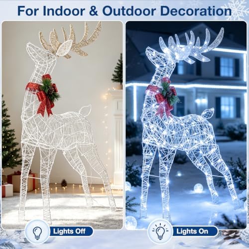 tangkula 4.4 ft christmas lighted reindeer, outdoor christmas, front angle view
