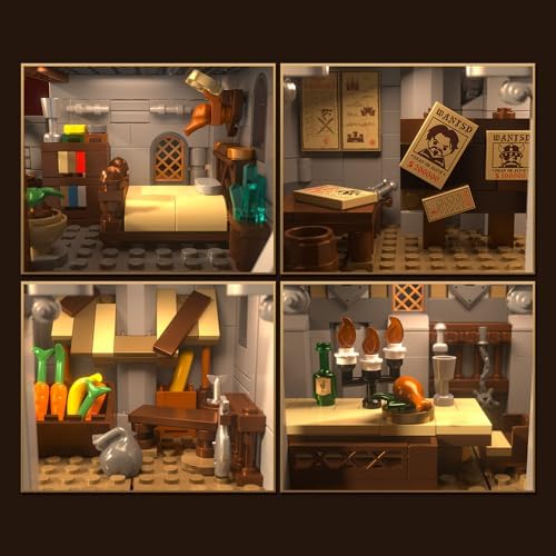 medieval castle architecture building blocks sets for adults on a desk or shelf