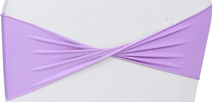 VDS Pack of 75 PCS | Lavender | Spandex Chair Sashes Bows Without Buckle | Stretch Elastic Banquet Universal Folding Chair Band Tie with for Wedding Party Conference Celebration Event Decoration
