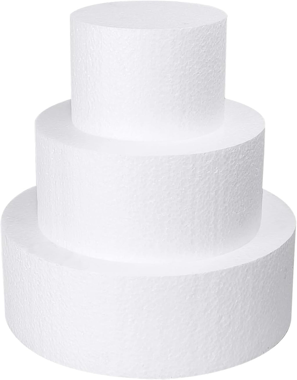 3 Tiers Foam Cake Dummies 4" 6" 8", White Dummy Cakes Styrofoam Sets, 9 Inch Tall Fake Cake, Dummy Cake for Wedding Cake Supplies Decorating Birthday Wedding Display