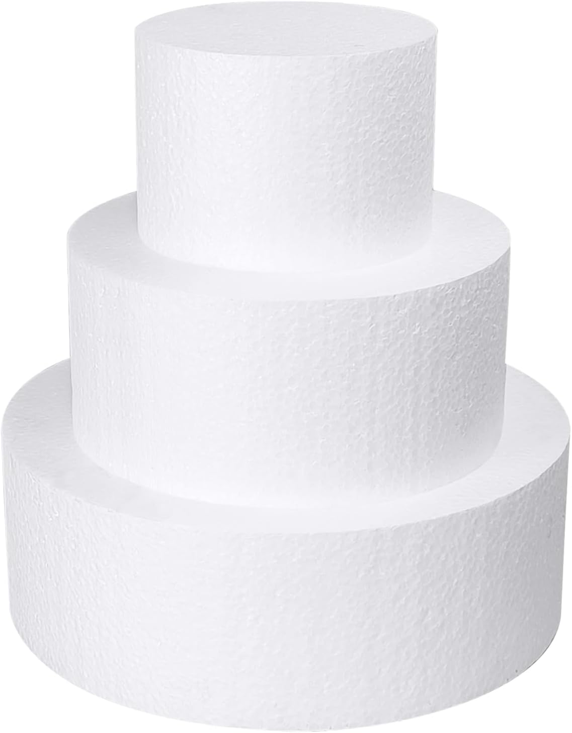 3 Tiers Foam Cake Dummies 4" 6" 8", White Dummy Cakes Styrofoam Sets, 9 Inch Tall Fake Cake, Dummy Cake for Wedding Cake Supplies Decorating Birthday Wedding Display