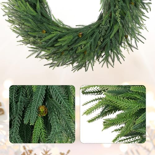 30" norfolk pine wreaths for front door,christmas cedar, side view