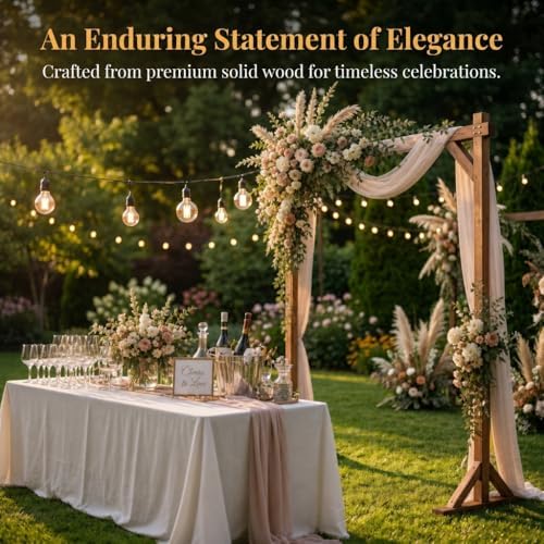 thorise 7.3ft wooden wedding arch stand square wood, front angle view
