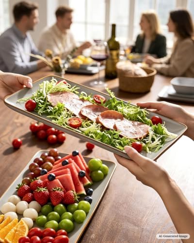 famiware serving platters set of 3 sizes, close-up detail