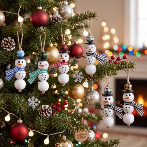 vicenpal 450 pcs christmas wooden beads, plaid, white showing dimensions
