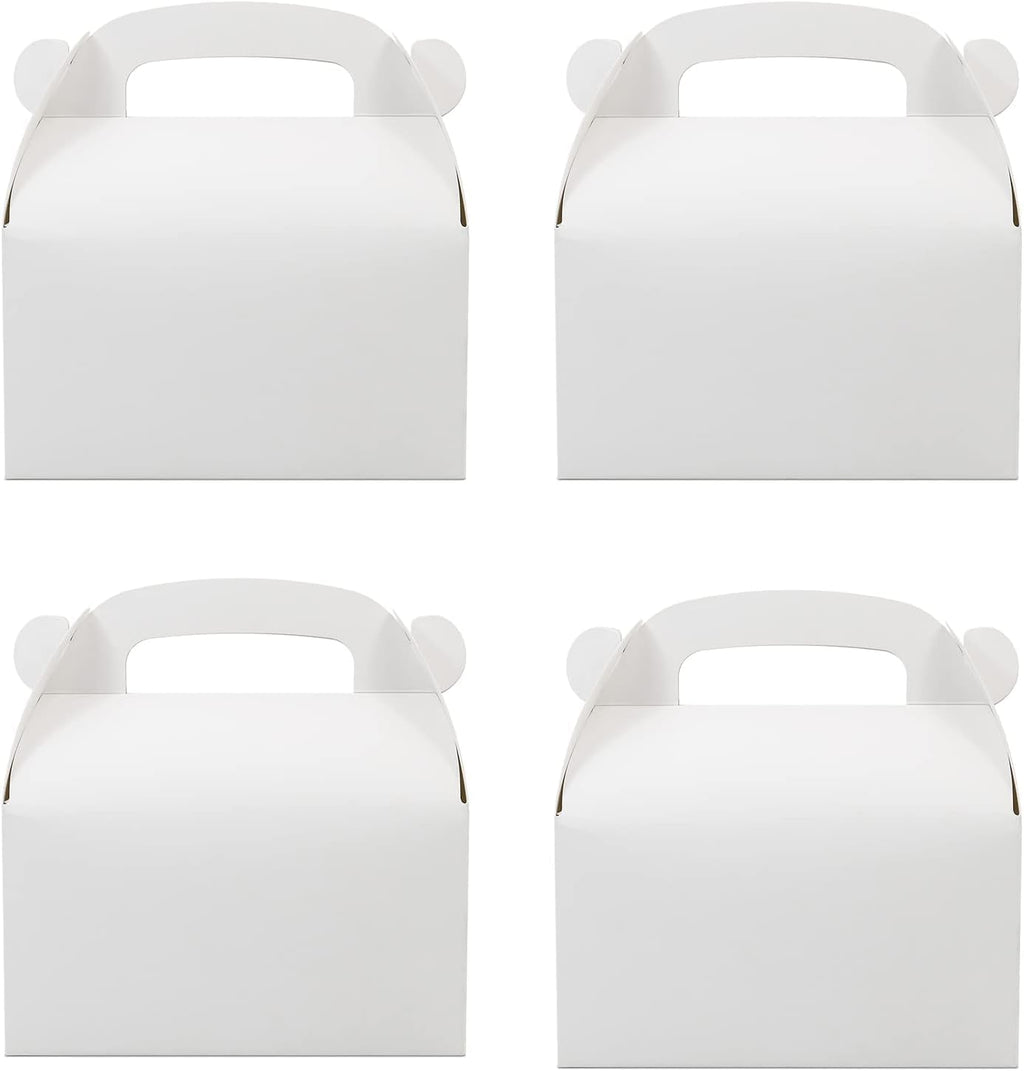 Oletx 12-Pack White Party Favor Treat Boxes, Goodie Gable Paper Gift Boxes with Handles. Perfect for Wedding, Birthday, Graduation, Babyshower.