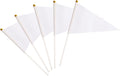 25 Pack White Pennant Flags Small Mini Hand Held Solid Color Pennant Flags On Sticks,Party Events Celebration,School,Grand Opening,Kids Birthday,Sports Clubs,Flower Pot (White)