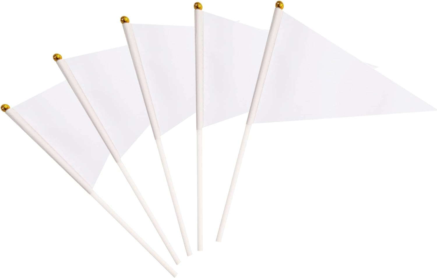 25 Pack White Pennant Flags Small Mini Hand Held Solid Color Pennant Flags On Sticks,Party Events Celebration,School,Grand Opening,Kids Birthday,Sports Clubs,Flower Pot (White)