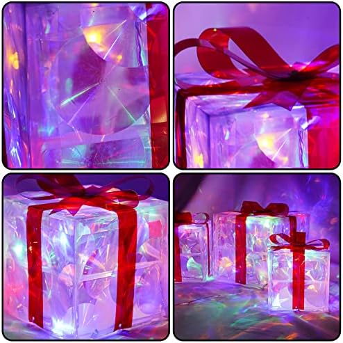 hourleey set of 3 christmas lighted gift boxes, side view