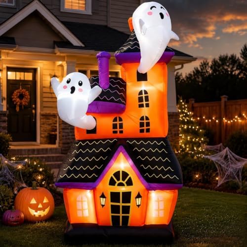 6 ft halloween inflatable haunted house with 2, main product view