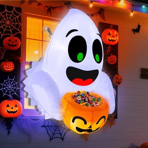 3.5 ft halloween inflatables ghost outdoor decorations blow on a desk or shelf