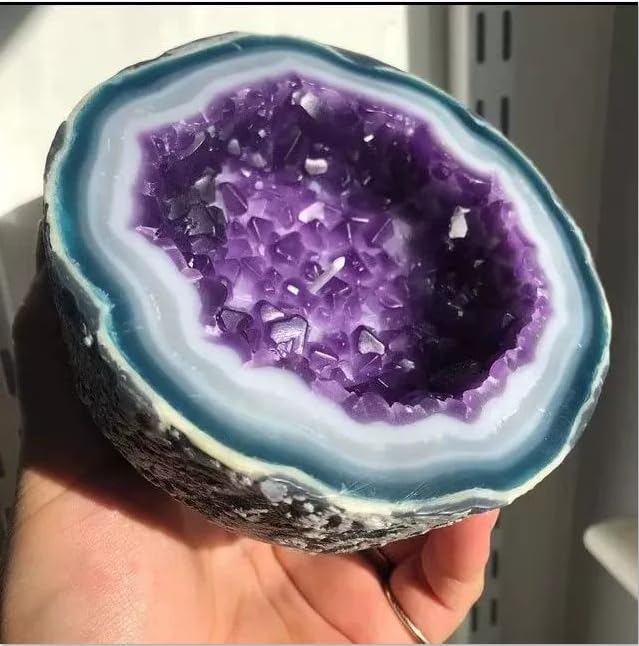 Decorative Resin Candle Holder Bowl, Natural Agate Design, Indoor Outdoor Aromatherapy Container (Purple, Large 2.36 * 4.72in)