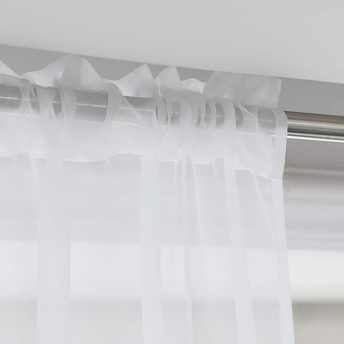 Window Ivory Sheer Curtains 48 Inches Width 90 Inches Long 2 Panels Sheer Curtains Clear Curtains Basic Rod Pocket Panel for Home/Living Room/Bedroom/Kids Room