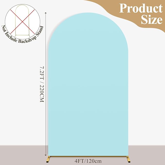 Ledido Wedding Arch Backdrop Cover 7.2FT Arch Covers Fitted Stretchy Spandex Round Top Stand Backdrop Cover for Wedding Banquet Ceremony Birthday Party Baby Shower Event Decoration,Blue