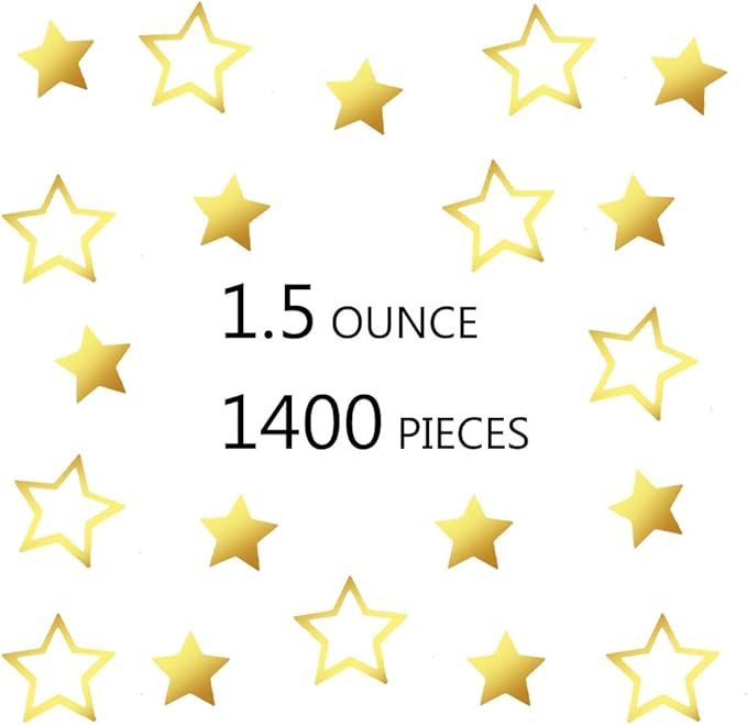 Confetti Star Metallic Foil Confetti Sprinkles for Wedding/Birthday/Festival Party Decorations 1.5OZ(Gold, 24mm&18mm)
