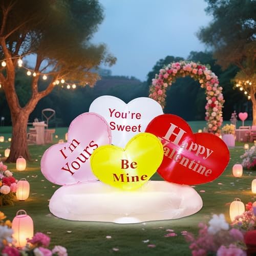 yofit 6 ft long valentine's day inflatable hearts showing dimensions