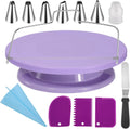 Cake Stand Rotating Turntable kit with Reusable Piping Bag and Piping Tips | Cake Decorating Tools for Beginners,14PCS cake turntable set