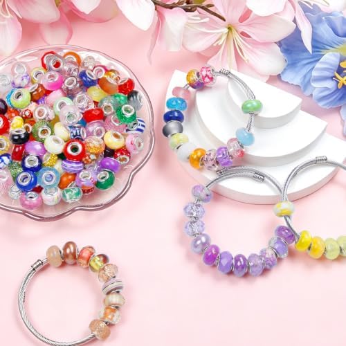 european craft beads large hole spacer beads, assorted on a desk or shelf
