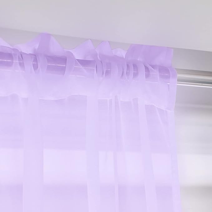 Purple Sheer Curtains 60 Inches Width 95 Inches Long 2 Panels Clear Basic Rod Pocket for Home Living Room Bedroom Kids Room Yard Patio Parlor Sliding Window