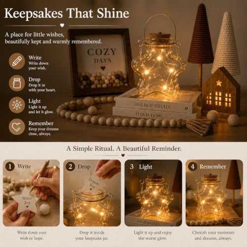 farmhouse home decor set, glass star fairy light, package contents