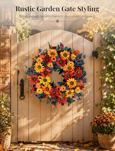 nuptio fall wreath for front door: 26 inch, front angle view