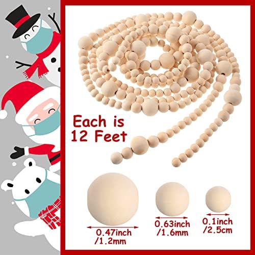 yinder 4 pcs christmas wood bead garland 48 shown in use