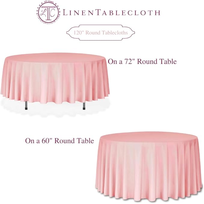 LTC LINENS 10 Pack 120 Inch Round Tablecloth Royal Blue for 60 Inch Round Table - Bulk Round Table Cover - Washable, Wrinkle Resistant Polyester Fabric Cloth for Wedding, Party