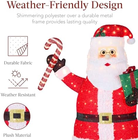 best choice products 5ft lighted pop-up santa, large, package contents