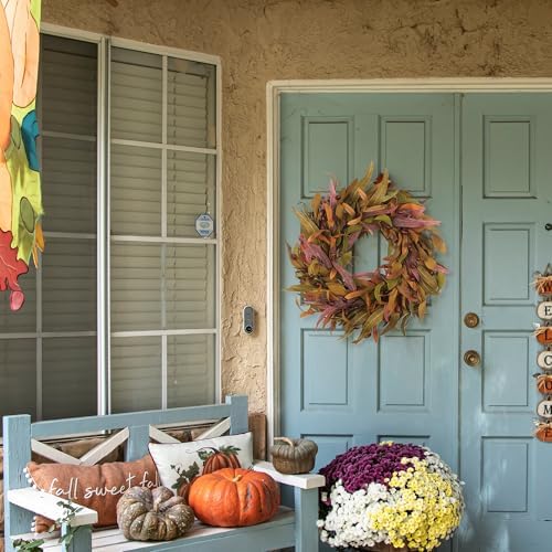 fall wreaths for front door 22 inch, olive on a desk or shelf