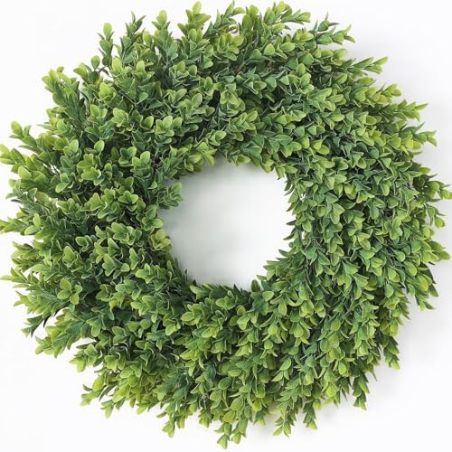 26"artificial boxwood wreath, large fake hanging plant for, main product view