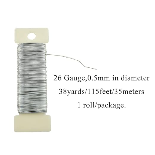 HAHIYO 26Gauge Silver Wire - 1 Roll, 38 Yards (115 Feet) Flexible Floral Wire for Crafts, Christmas Wreaths, Tree & Flower Arrangement, Wedding DIY