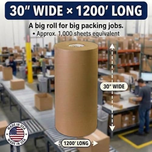 box usa kraft paper roll 30 x 14400" shown in use