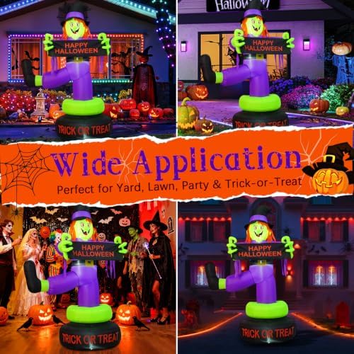 6ft rotating halloween inflatables outdoor witch, 360° swivel on a desk or shelf