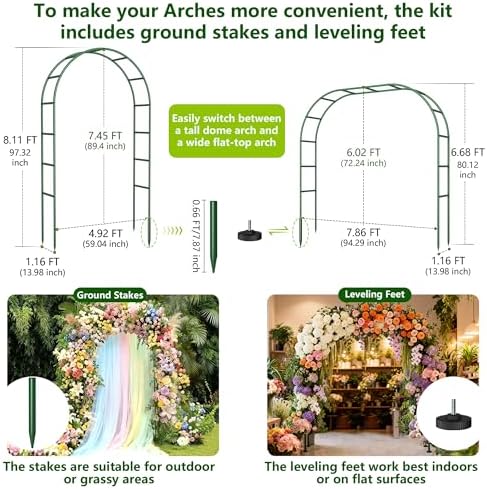 thickened rustproof garden arch metal trellis for climbing, close-up detail