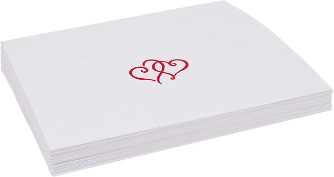 Linked Hearts Place Cards, Ruby Red (Choose Color), Set of 25, Pre-cut and Scored - Wedding, Party, Dinner, and Special Events - Made in the USA