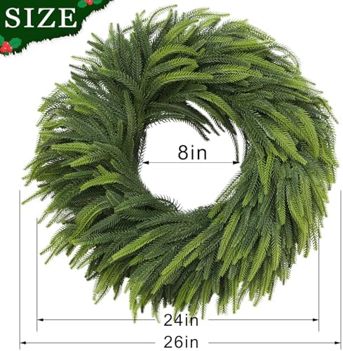 26" lifelike artificial christmas norfolk pine wreath for, package contents