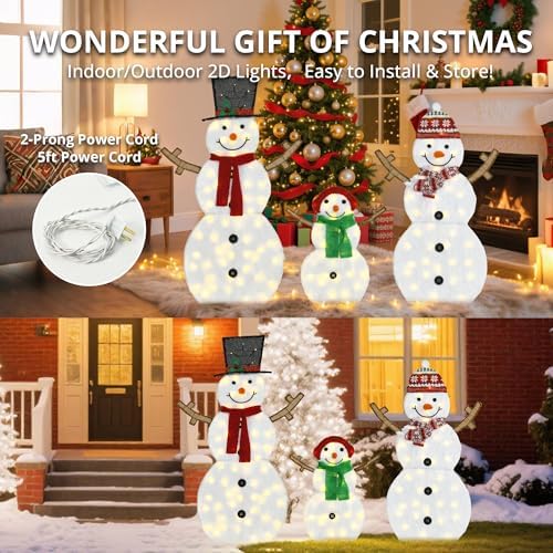 lighted snowman family outdoor christmas decoration, set of, package contents