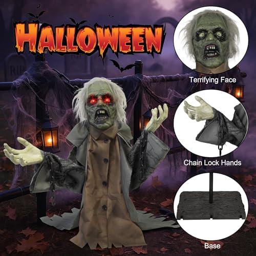 kemooie halloween animatronics groundbreaker zombie decorations shown in use
