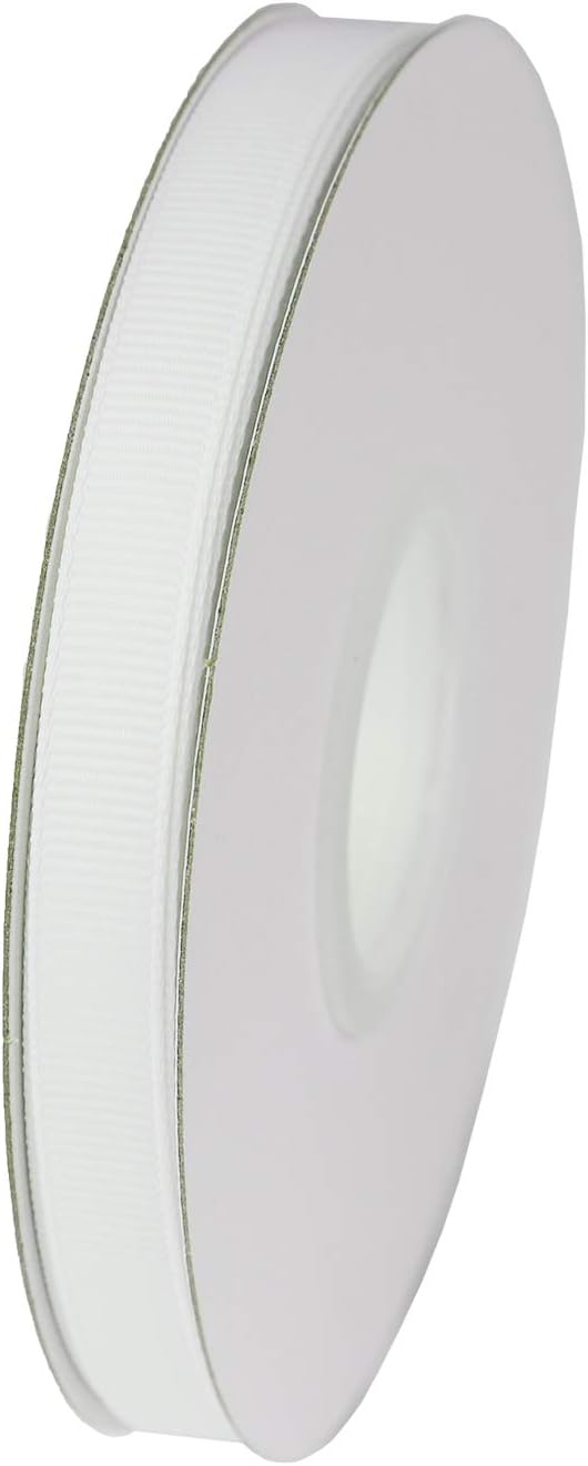ITIsparkle 3/8" Inch Grosgrain Ribbon 50 Yards-Roll Set for Gift Wrapping Scrap Books Party Favor Hair Braids Baby Shower Decoration Cake Decoration Floral Arrangement Craft Supplies, White Ribbon