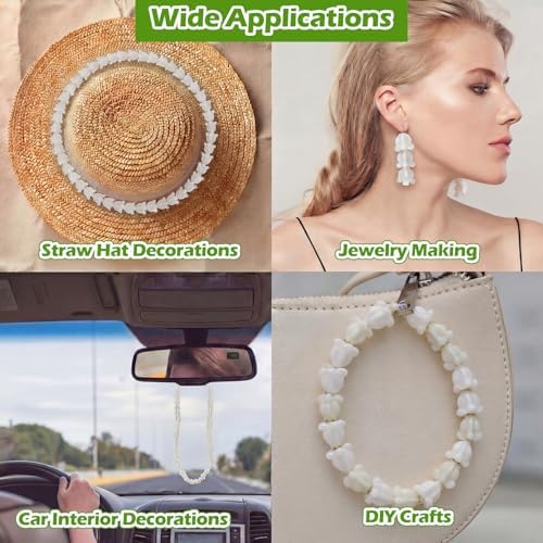 jutom 100 pcs white crown flower beads for on a desk or shelf