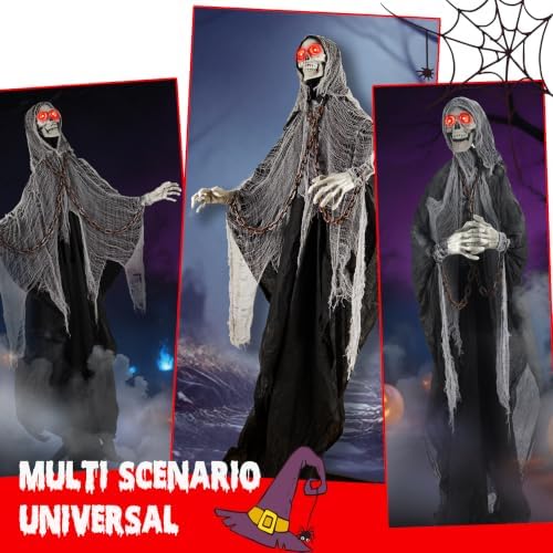 halloween skeleton with led red glowing eyes, sound, package contents