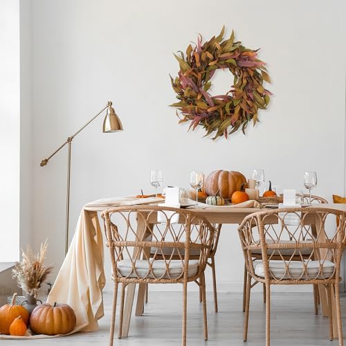 fall wreaths for front door 22 inch, olive, front angle view